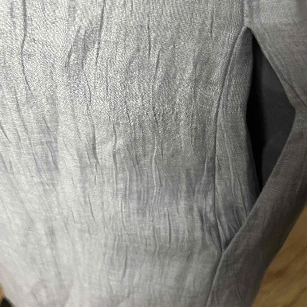NWT J.CREW Gray Mini Shift Dress‎ Linen Blend Bell Sleeve Scoop Neck Pockets 14